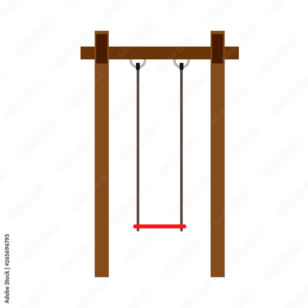 Children swing activity leisure game playing vector icon. Outdoor pictogram wooden playground park equipment Children swing activity leisure game playing vector icon. Outdoor pictogram wooden playground park equipment