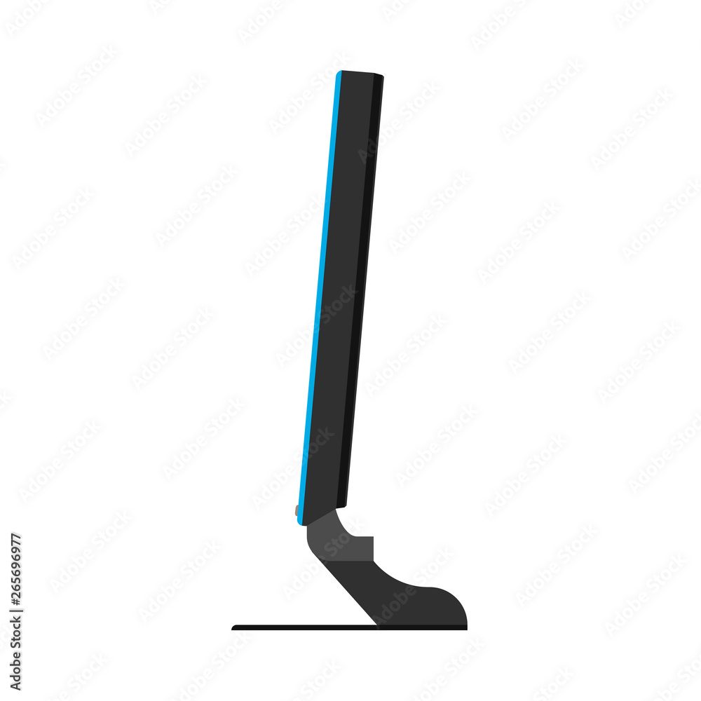 Monitor side view screen computer equipment vector icon. Electronic communication technology work office PC. Monitor side view screen computer equipment vector icon. Electronic communication technology work office PC.