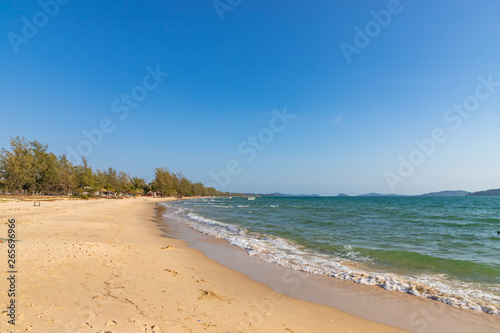 Empty shore of tropical beach Otres near Sihanokville in Cambodia © umike_foto