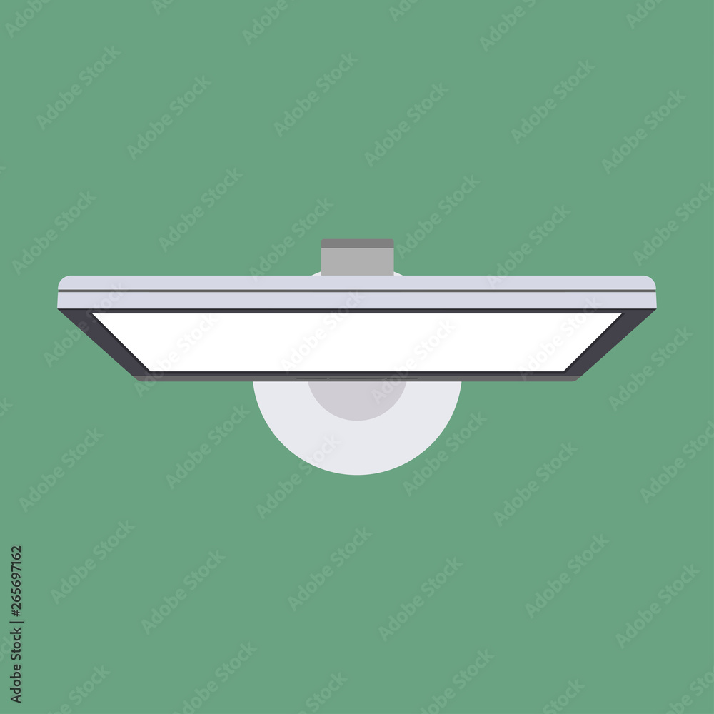 Monitor top view screen computer equipment vector icon above. Electronic communication technology work office PC.
