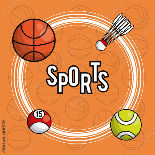 Sports balls equipment vibrant card background