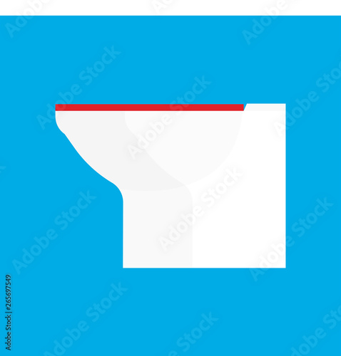 Toilet bowl side view vector icon bathroom interior. WC domestic house equipment ceramic. Public white restroom