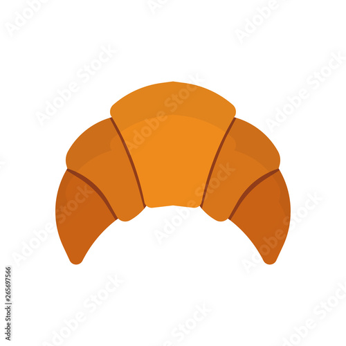 Croissant french top view meal brown cartoon bake bread above. Pastry crust vector icon lunch sweet symbol