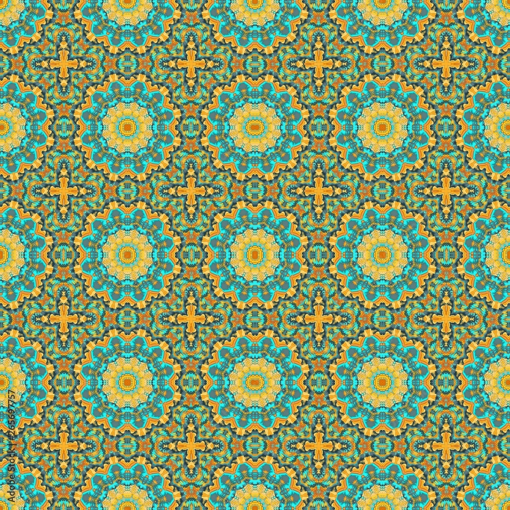 seamless wallpaper pattern with pastel orange, teal blue and turquoise colors. can be used for cards, posters, banner or texture fasion design