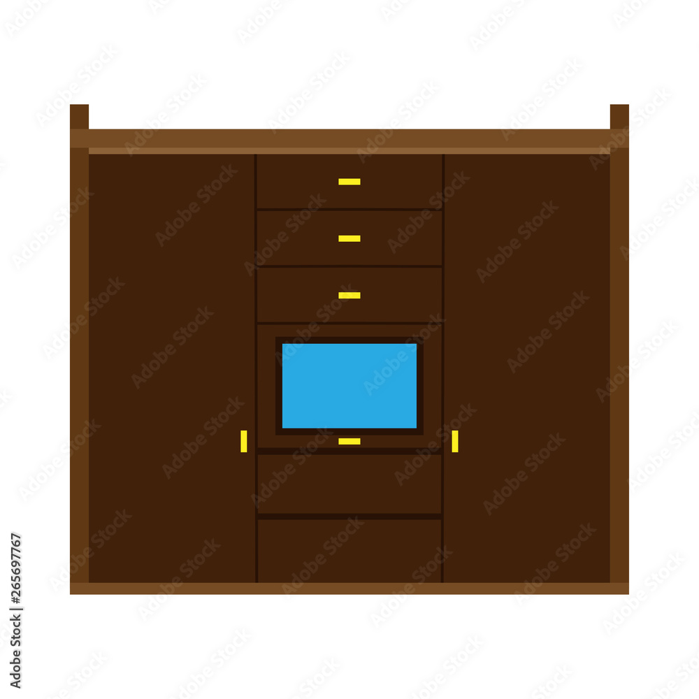 Wardrobe closet vector icon furniture interior clothes shelf illustration. Hanger room dress wooden cabinet bedroom Wardrobe closet vector icon furniture interior clothes shelf illustration. Hanger room dress wooden cabinet bedroom