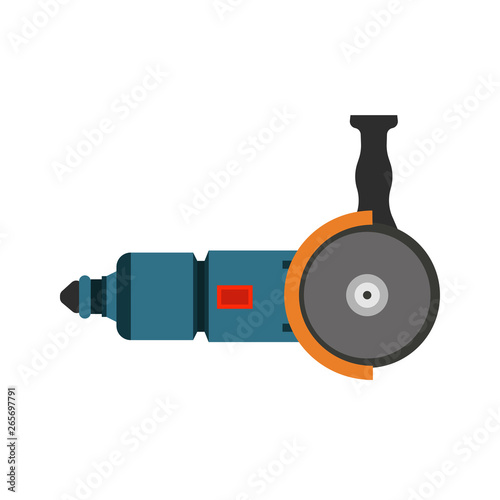 Angle grinder hand technology manufacturing circular tool. Construction flat equipment factory