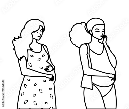 couple of beautiful pregnancy women characters