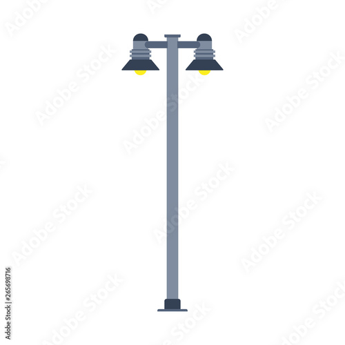 Street light vector icon design isolated white. Lamp lantern city silhouette urban. Classic vintage outdoor flat post