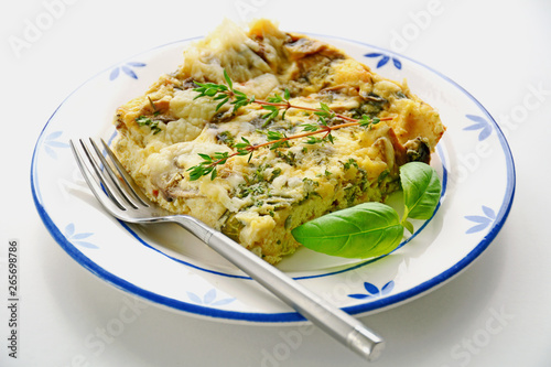 Mushroom cheese quiche slice