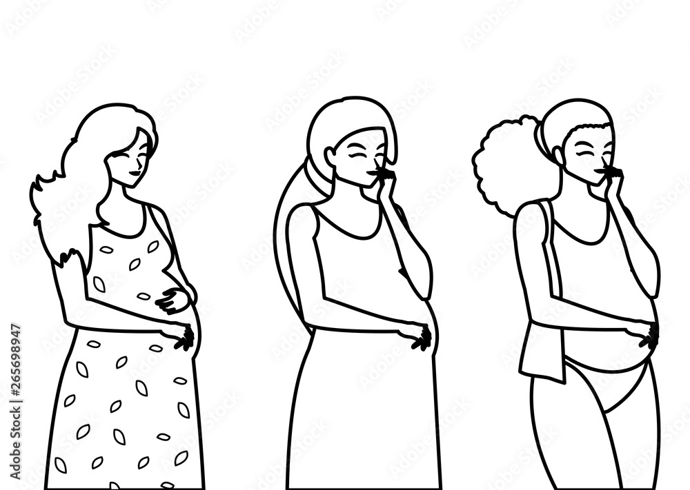 group of beautiful pregnancy women characters group of beautiful pregnancy women characters