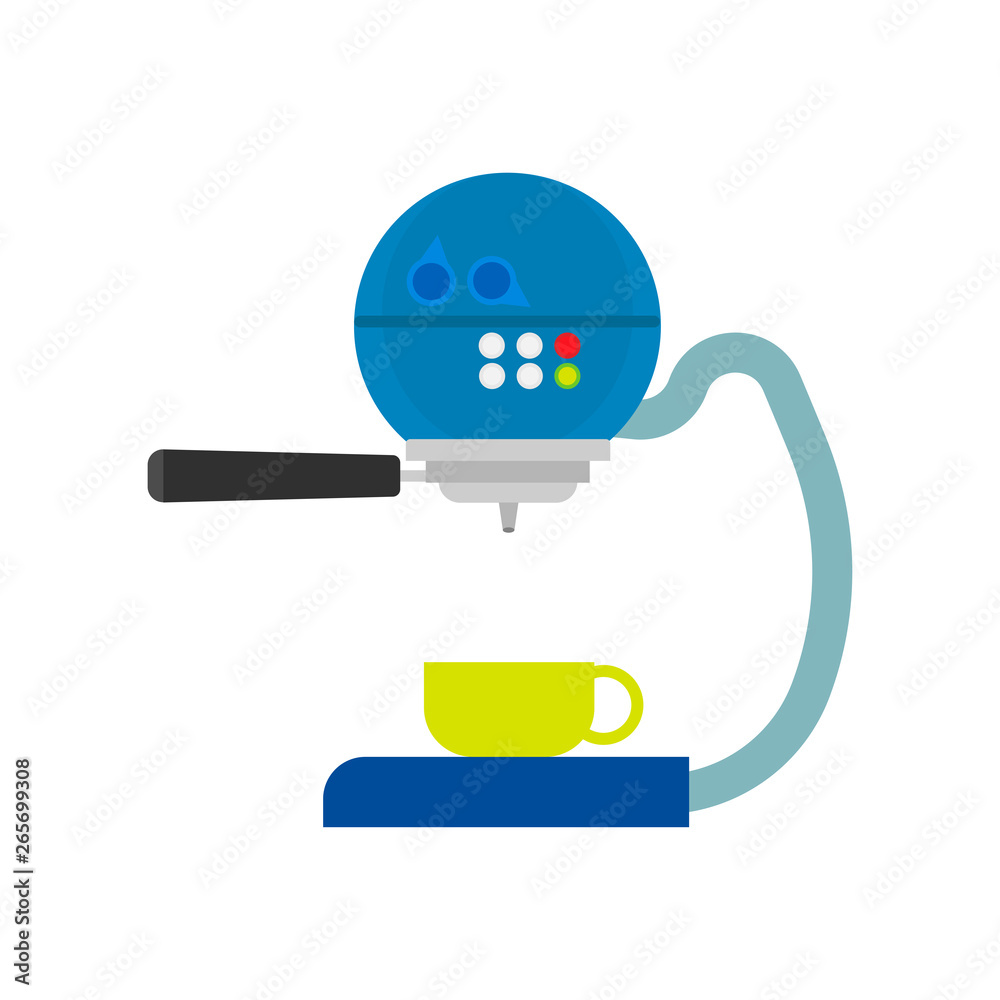 Coffee machine vector icon cafe illustration. Espresso caffeine drink beverage equipment appliance maker. Barista grinder