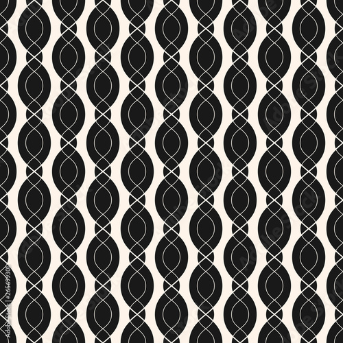 Vector geometric seamless pattern with smooth wavy shapes, chains, ropes