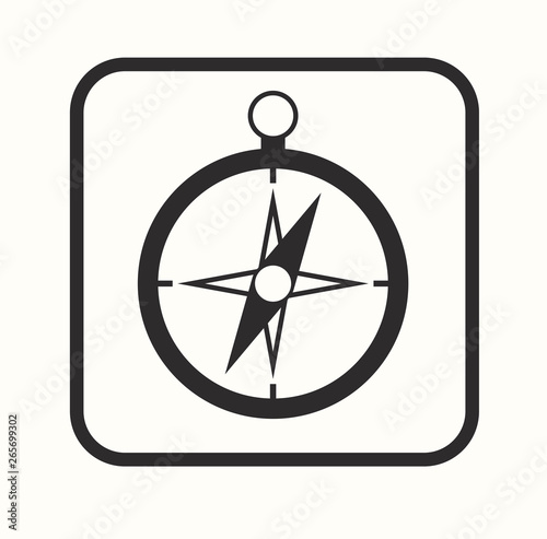 Simple travel icon of compass. Universal travel icon to use for web and mobile UI, set of basic UI travel elements. Vector illustration.