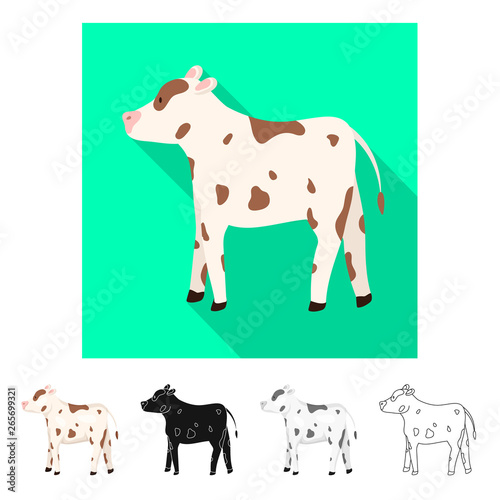 Vector illustration of cow and heifer symbol. Set of cow and milk stock symbol for web.