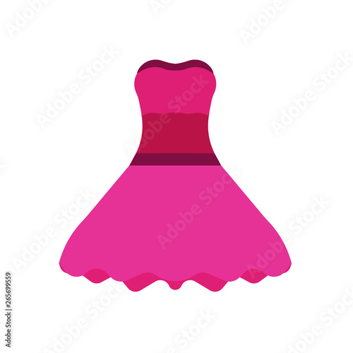 Woman dress fashion design vector icon. Elegant pink clothing girl art. Isolated romantic summer pretty wear  symbol © GOLDMAN