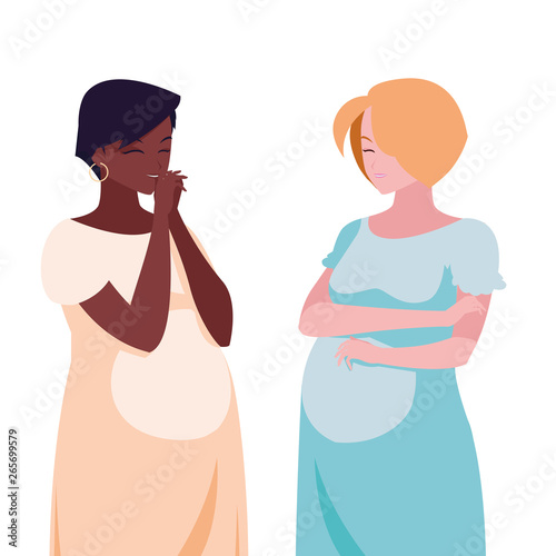 interracial couple of pregnancy women characters