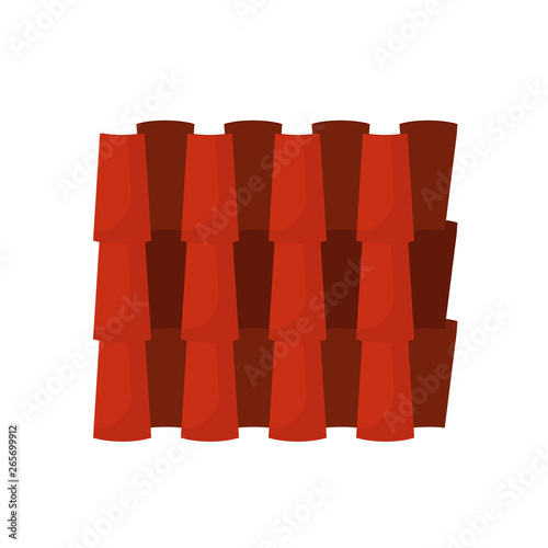 Tiled rood house vector icon pattern building ceramic cover. Seamless repeat row clay. Terracotta wavy orange waterproof