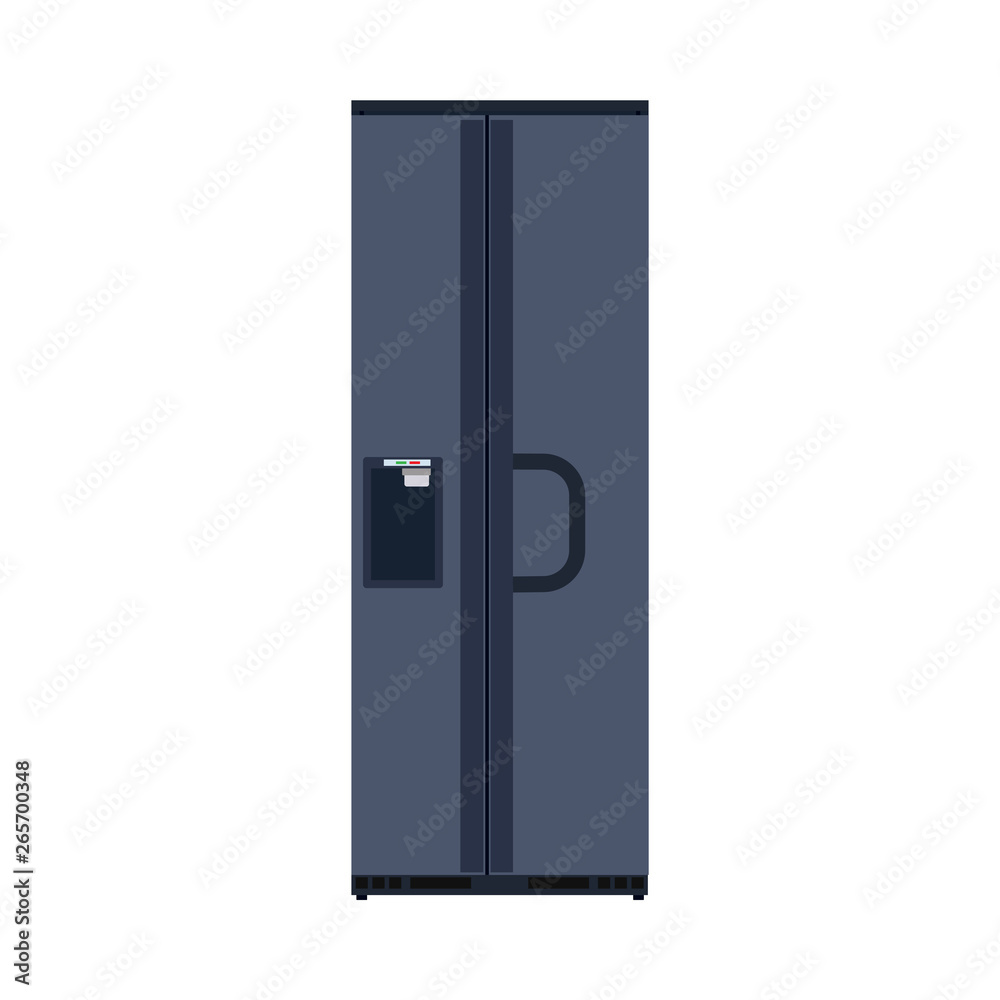 Kitchen fridge vector icon food appliance. Refrigerator home equipment. Domestic freezer flat interior cartoon goods furniture Kitchen fridge vector icon food appliance. Refrigerator home equipment. Domestic freezer flat interior cartoon goods furniture