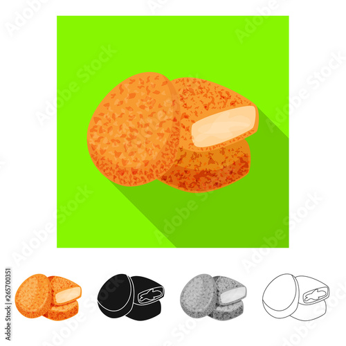 Isolated object of nuggets and chicken logo. Collection of nuggets and menu stock vector illustration.