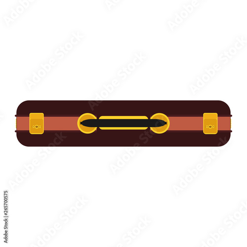 Briefcase business vector icon bag. Isolated case luggage businessman. Suitcase handle portfolio office brown flat equipment top view