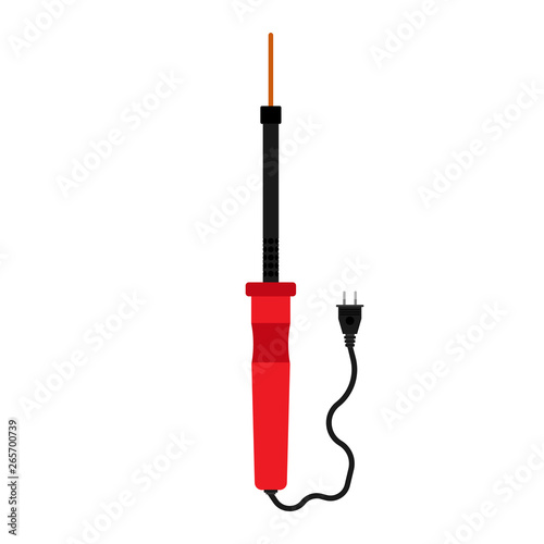 Soldering iron electronic vector icon tool handle. Work heat equipment repair. Industry power instrument brazing fix diy