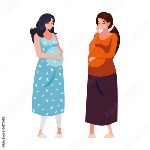 couple of beautiful pregnancy women characters