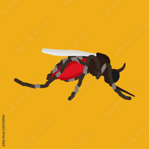 Mosquito insect vector icon animal bite. Isolated desease cartoon blood gnat parasite pest. Tropical mascot danger
