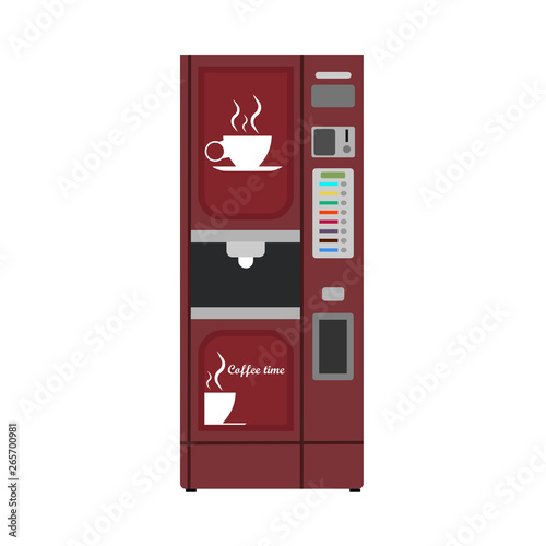 Vending machine coffee vector icon business drink. Buy food automatic dispenser beverage. Public service sell snack