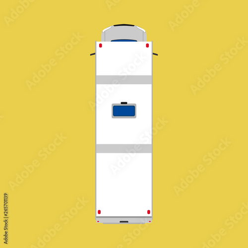 Camper van top view car illustration. Vacation vehicle travel summer bus. Caravan transport truck white. Cartoon flat family wagon