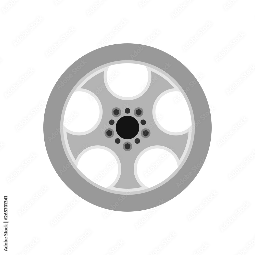 Rim car automobile wheel isolated vector icon. Circle alloy tire rubber disk. Sport transport tyre equipment brake