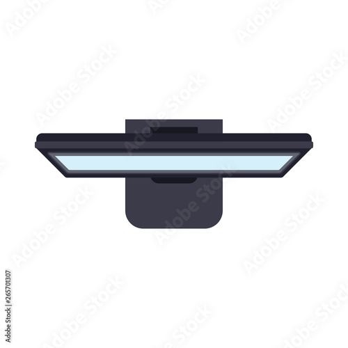 Monitor screen top view display vector icon. Above computer electronic isolated white. Flat PC device equipment office
