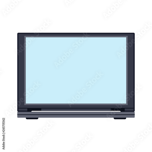 Laptop front view vector icon business screen blank. Above notebook flat display PC equipment. Office device personal portable