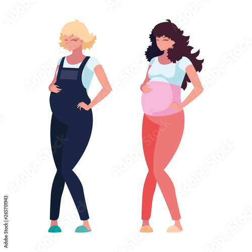 couple of beautiful pregnancy women characters