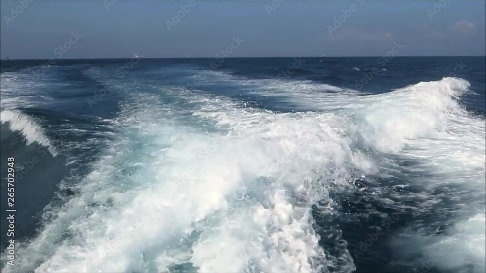 Keel water seen from whale watching fast boat in Strait of Gibraltar, Andalusia Keel water seen from whale watching fast boat in Strait of Gibraltar, Andalusia
