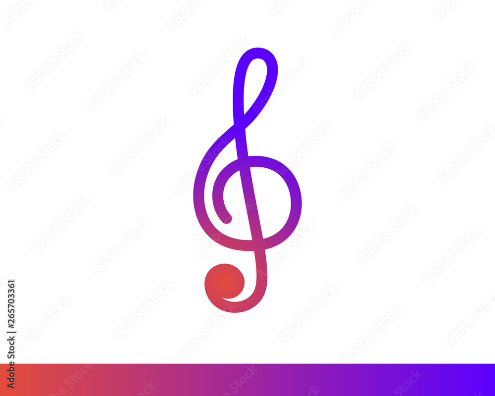 Treble clef musical key vector icon. Isolated on white background Treble clef musical key vector icon. Isolated on white background