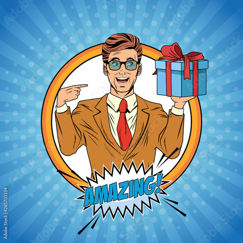 Pop art businessman cartoon