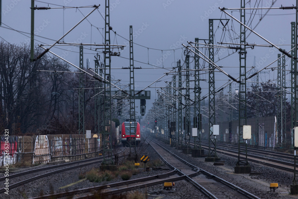 railway tracks background with incoming train railway tracks background with incoming train
