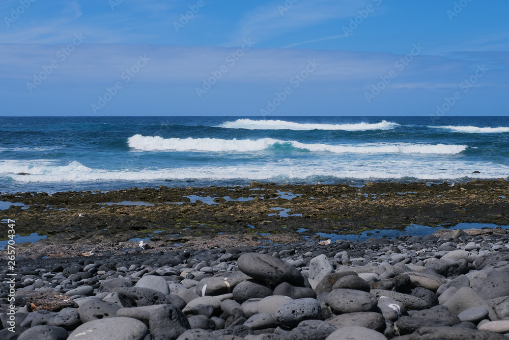 waves at the beach of El Golfo, Lanzarote