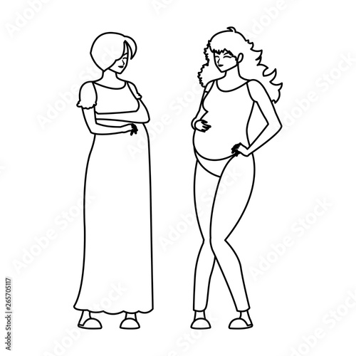 couple of beautiful pregnancy women characters