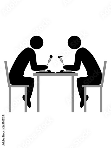 paar 2 freunde essen team dinner restaurant romantisch date hunger teller gabel sitzen stuhl tisch k  che mittagessen clipart koch kochen lecker sch  rze grillen design
