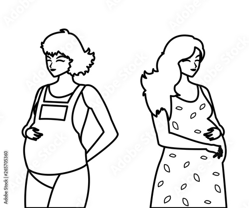 couple of beautiful pregnancy women characters