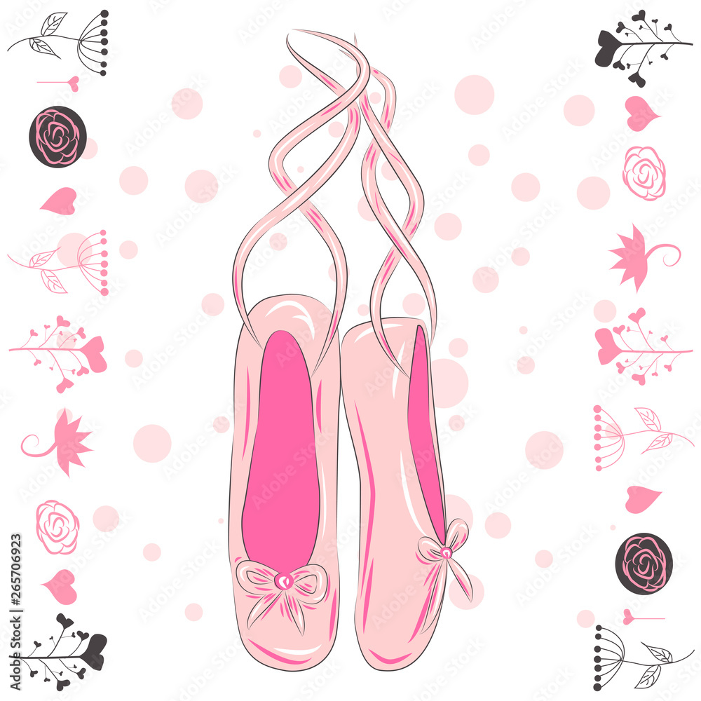 Illustration of a pair of well-worn ballet pointes shoes