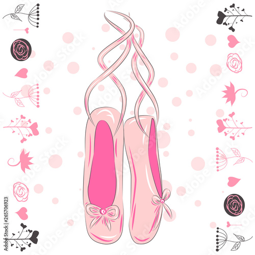 Illustration of a pair of well-worn ballet pointes shoes