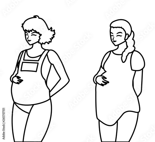 couple of beautiful pregnancy women characters