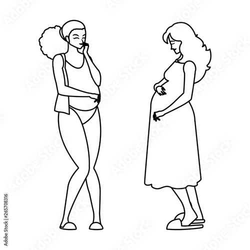 couple of beautiful pregnancy women characters