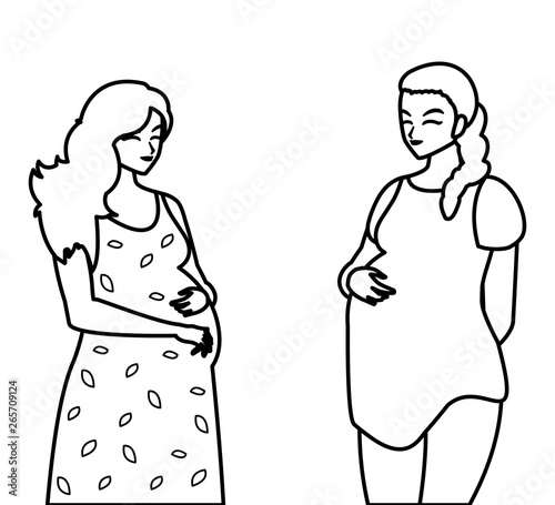 couple of beautiful pregnancy women characters