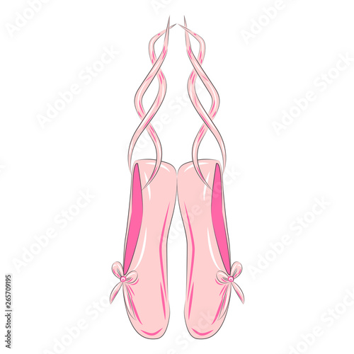 A set of ballet pointes shoes. Ballet shoes.