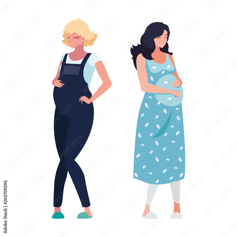 couple of beautiful pregnancy women characters couple of beautiful pregnancy women characters