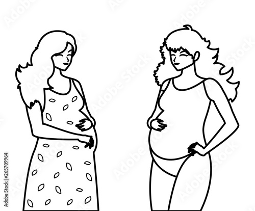 couple of beautiful pregnancy women characters