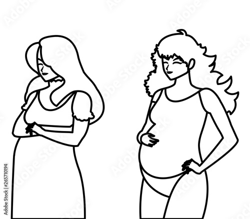 couple of beautiful pregnancy women characters